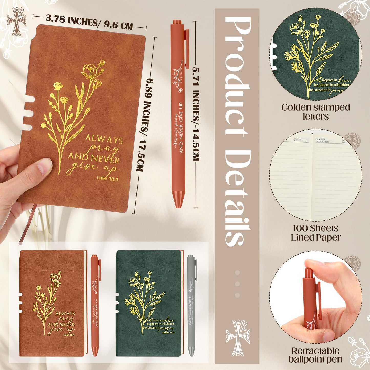 ▶ Regalos de la iglesia cristiana para mujeres y hombres, tazas de café cristianas a granel, taza de cerámica con versículo de la Biblia, cuadernos de oración religiosa, bolígrafos