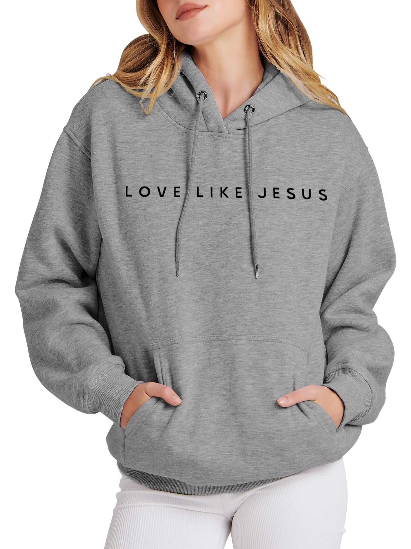 Camisetas cristianas con capucha para mujer, diseño de Jesús, diseño de Dios religioso, con capucha, Gris, S