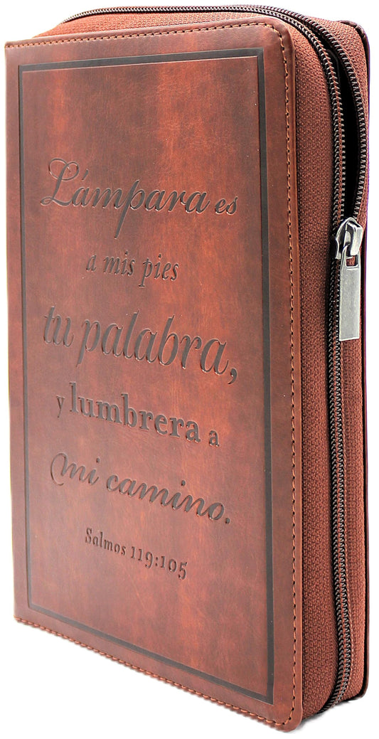 Biblia Bilingue Reina Valera 1960/ King James Version tamano Personal con Cierre, indice, color cafe senti cuero Lampara es a mis pies to palabra / Thy word is a lamp unto my feet Coleccion Celestial