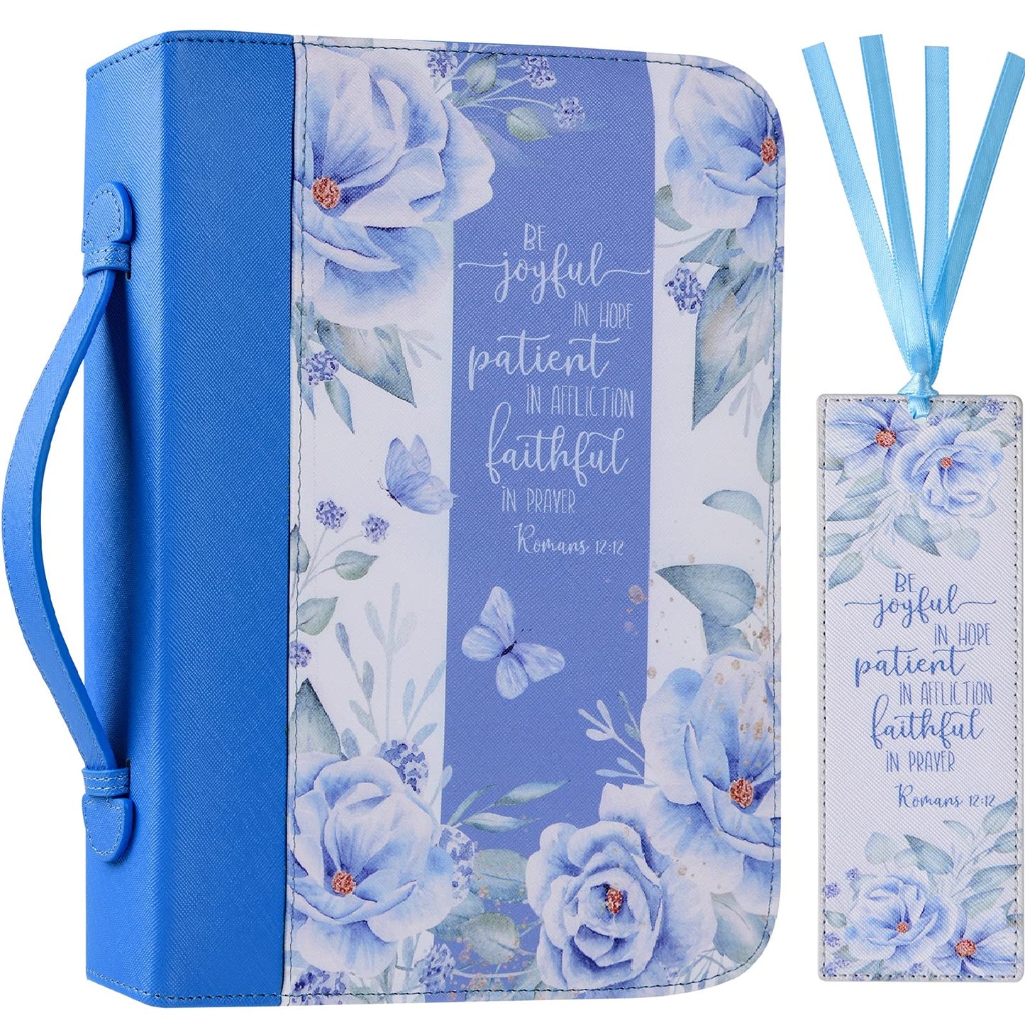 Funda de Biblia para mujer con un marcapáginas a juego, bolsa de piel sintética con bolsillos y cierre para estudio de tamaño estándar y grande, 11 x 8.2 x 2.2 pulgadas