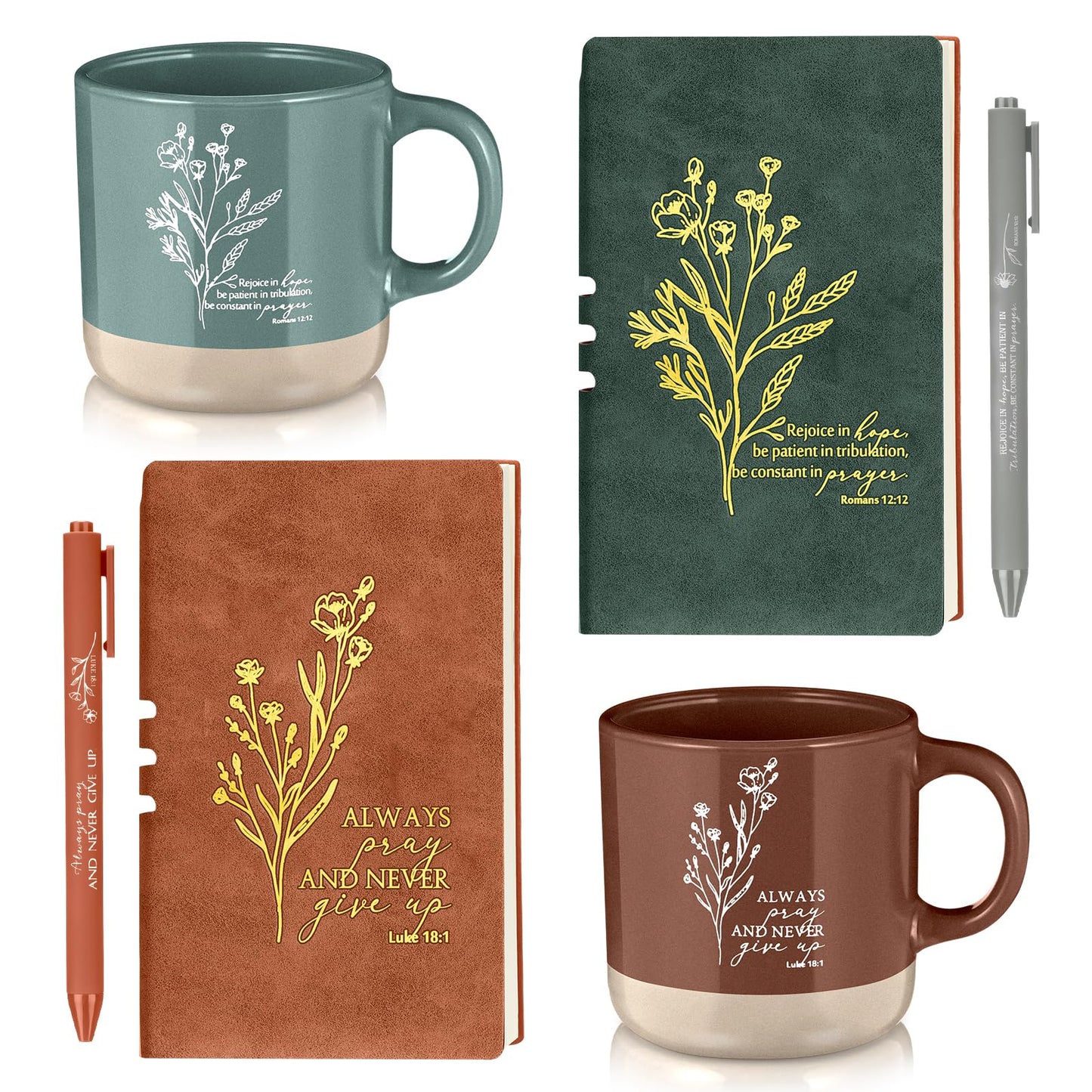 ▶ Regalos de la iglesia cristiana para mujeres y hombres, tazas de café cristianas a granel, taza de cerámica con versículo de la Biblia, cuadernos de oración religiosa, bolígrafos