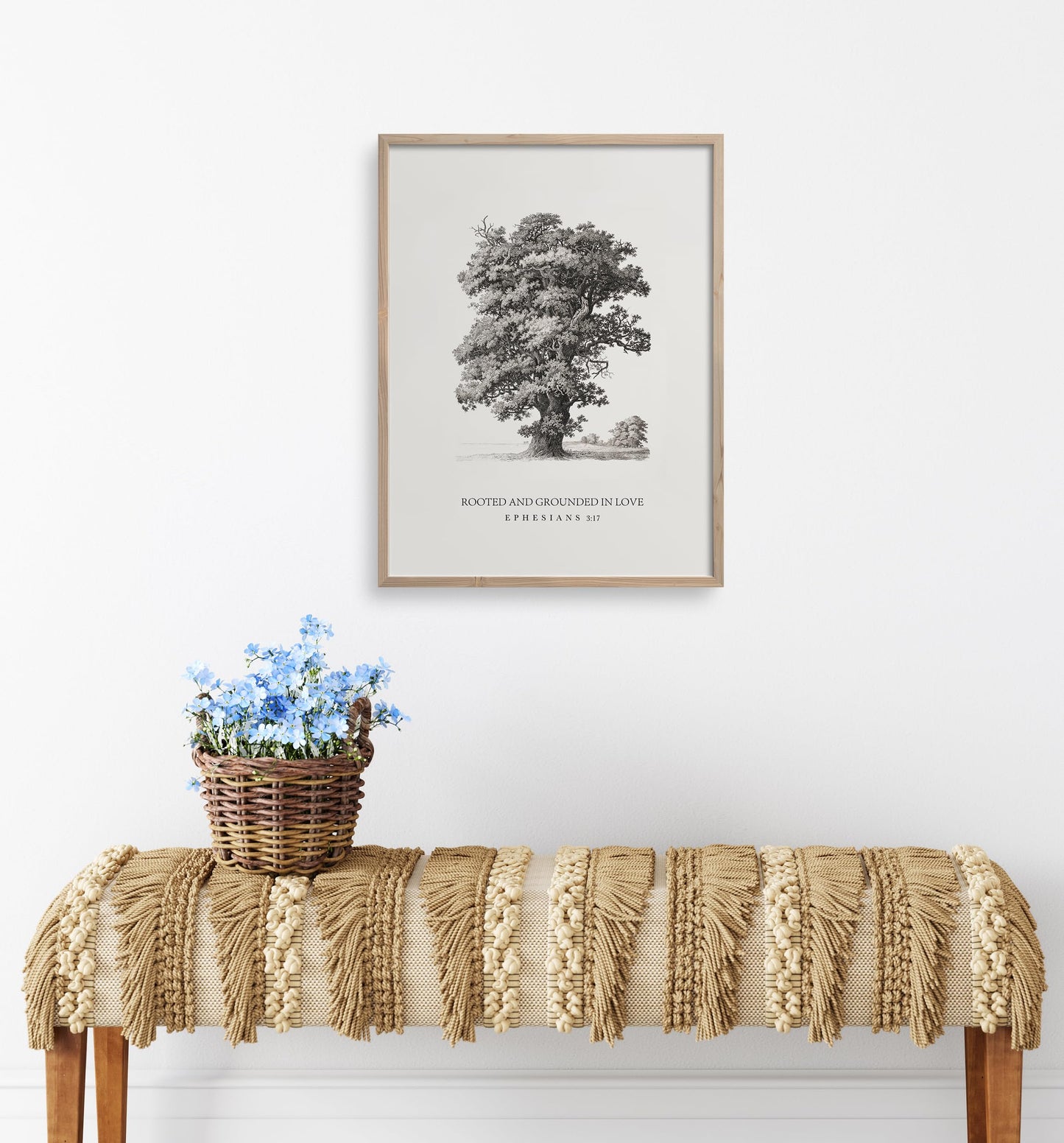 ▶ Arte cristiano de pared, versículos bíblicos arraigados y arraigados en el amor, pintura de las escrituras grandes, póster religioso de Efesios 3:17, obra de arte de árbol clásico para el