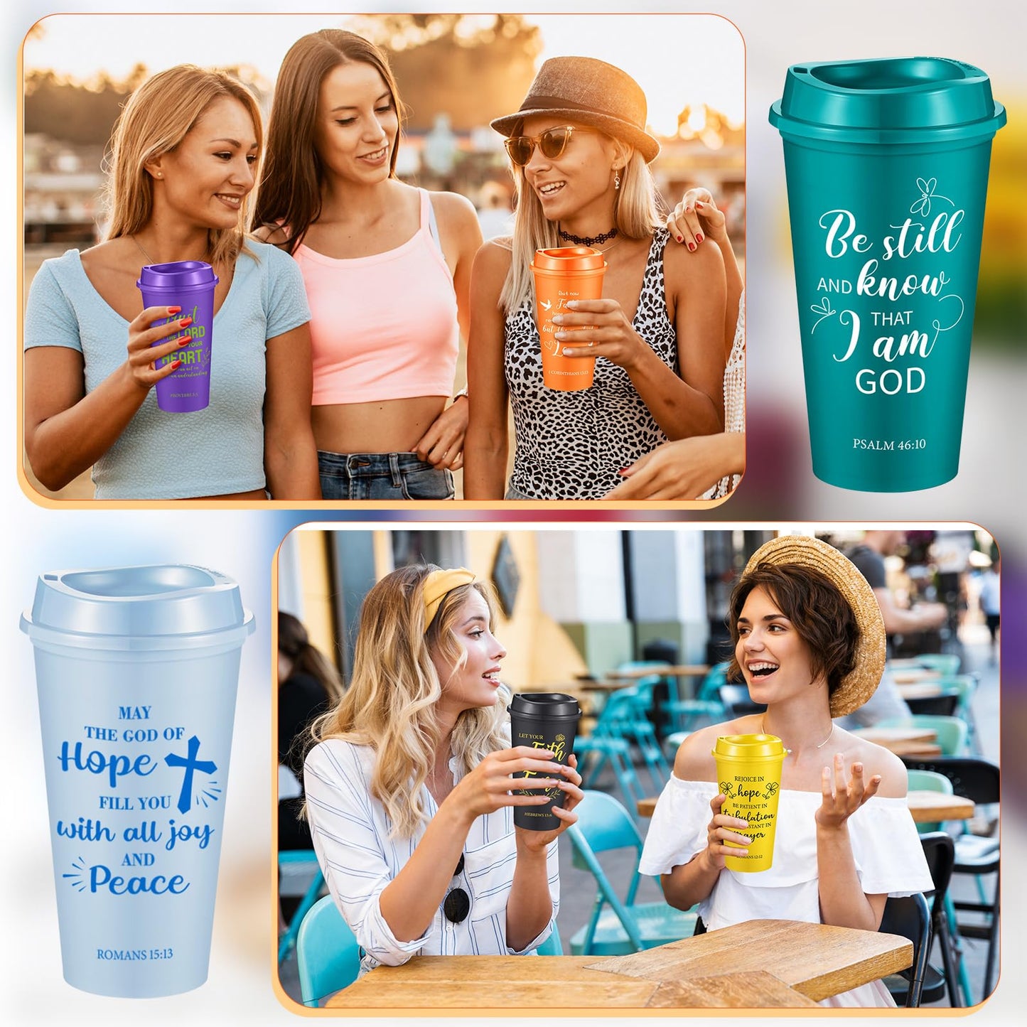 ▶  Tazas de Café Cristianas Vaso de Café de Plástico de Versículos Bíblicos con Tapas 16 oz Tazas Reutilizables con Motivos Religiosos Inspiradores Regalos Cristianos para Cumpleaños Navidad