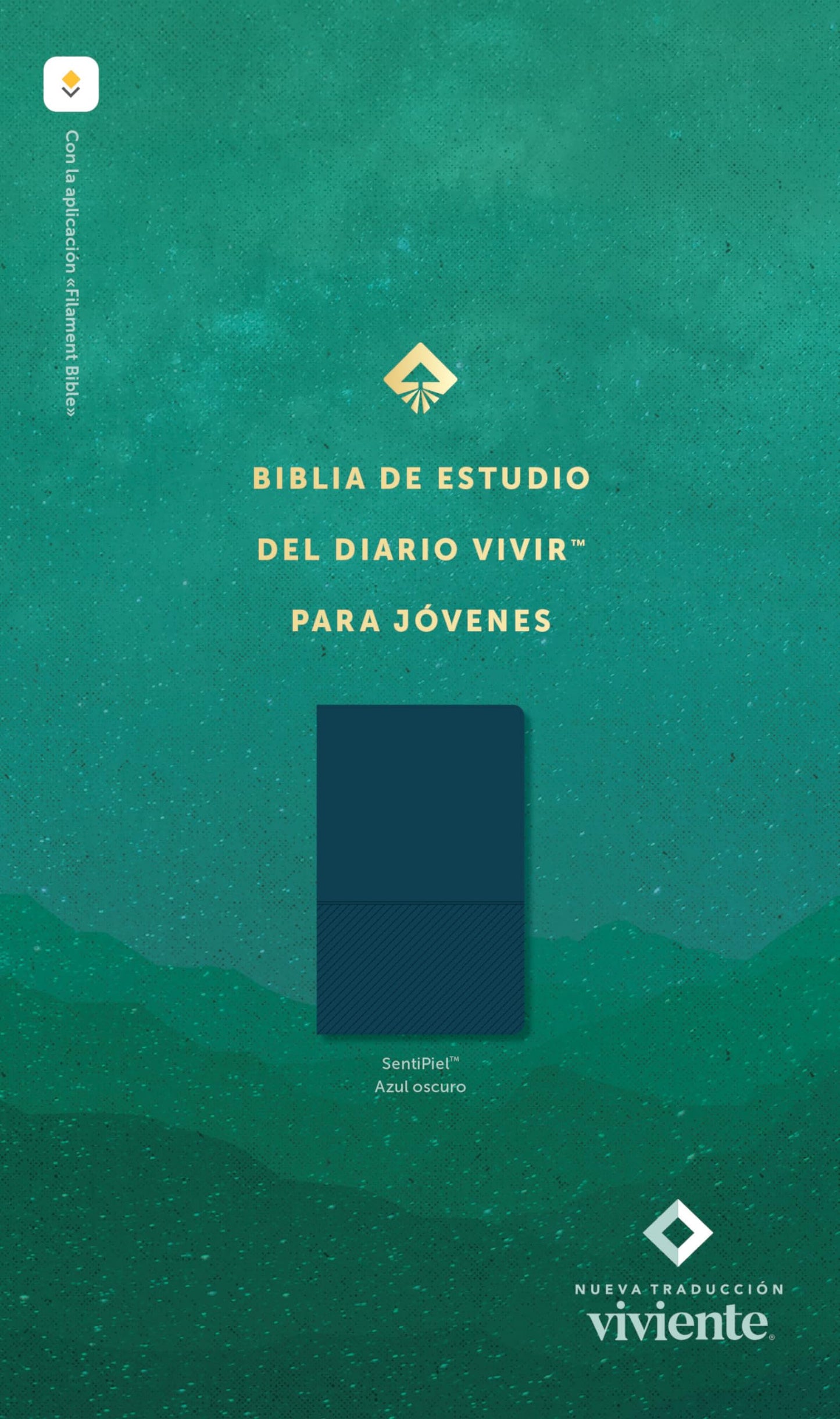 Biblia de Estudio del Diario Vivir Para Jóvenes Ntv Con Filament (Sentipiel, Azul Oscuro, Letra Roja)