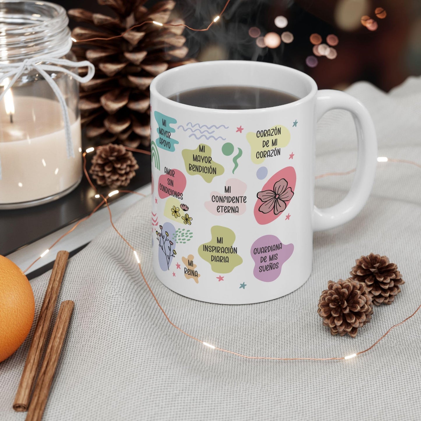 ▶ Taza de Cerámica 11oz con Mensajes de Amor para Mamá Regalo Original para el Día de la Madre Cumpleaños o Navidad Detalle Especial para la Mejor Mamá del Mundo Abuela Tia