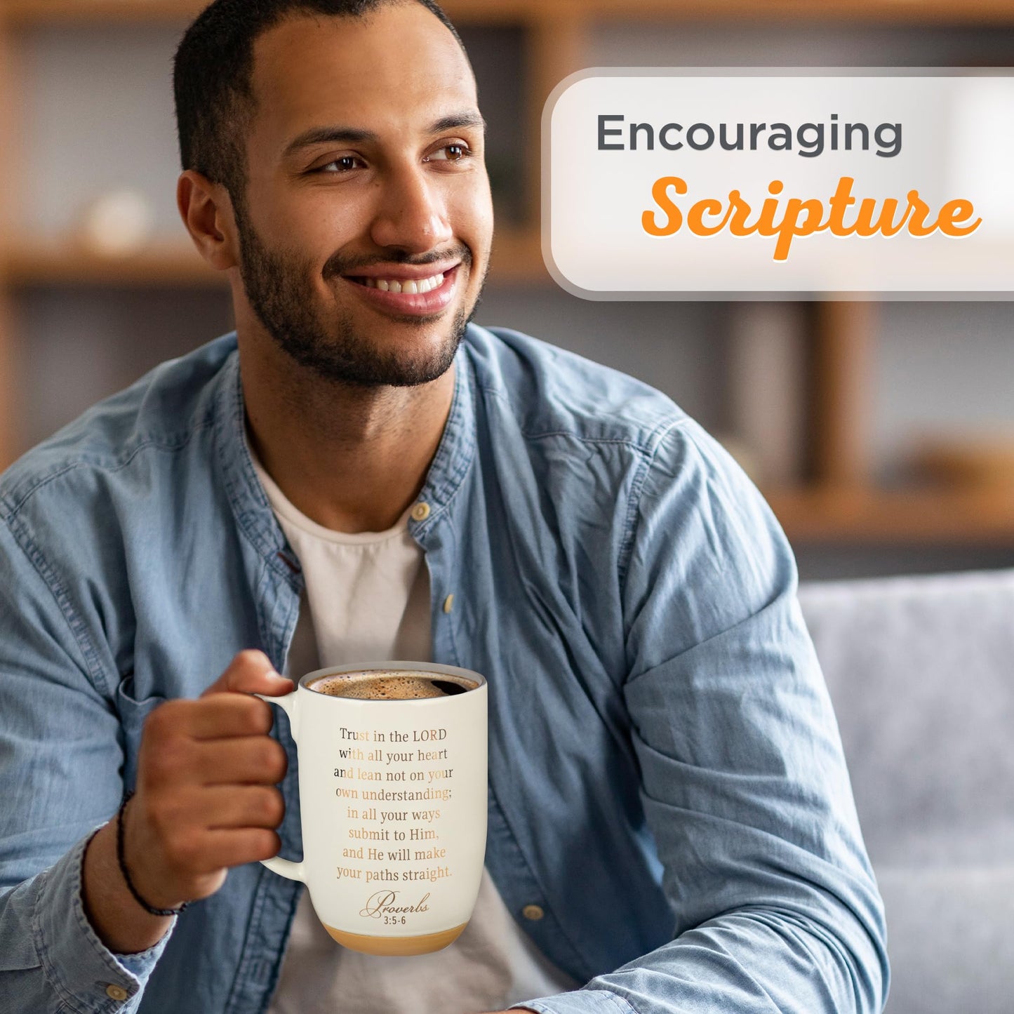 ▶ Taza de cerámica para café y té con texto en inglés "Christian Art Gifts - Taza inspiradora para mujeres y hombres: Trust in the Lord - Prov. 3:5 sin plomo con base de arcilla y