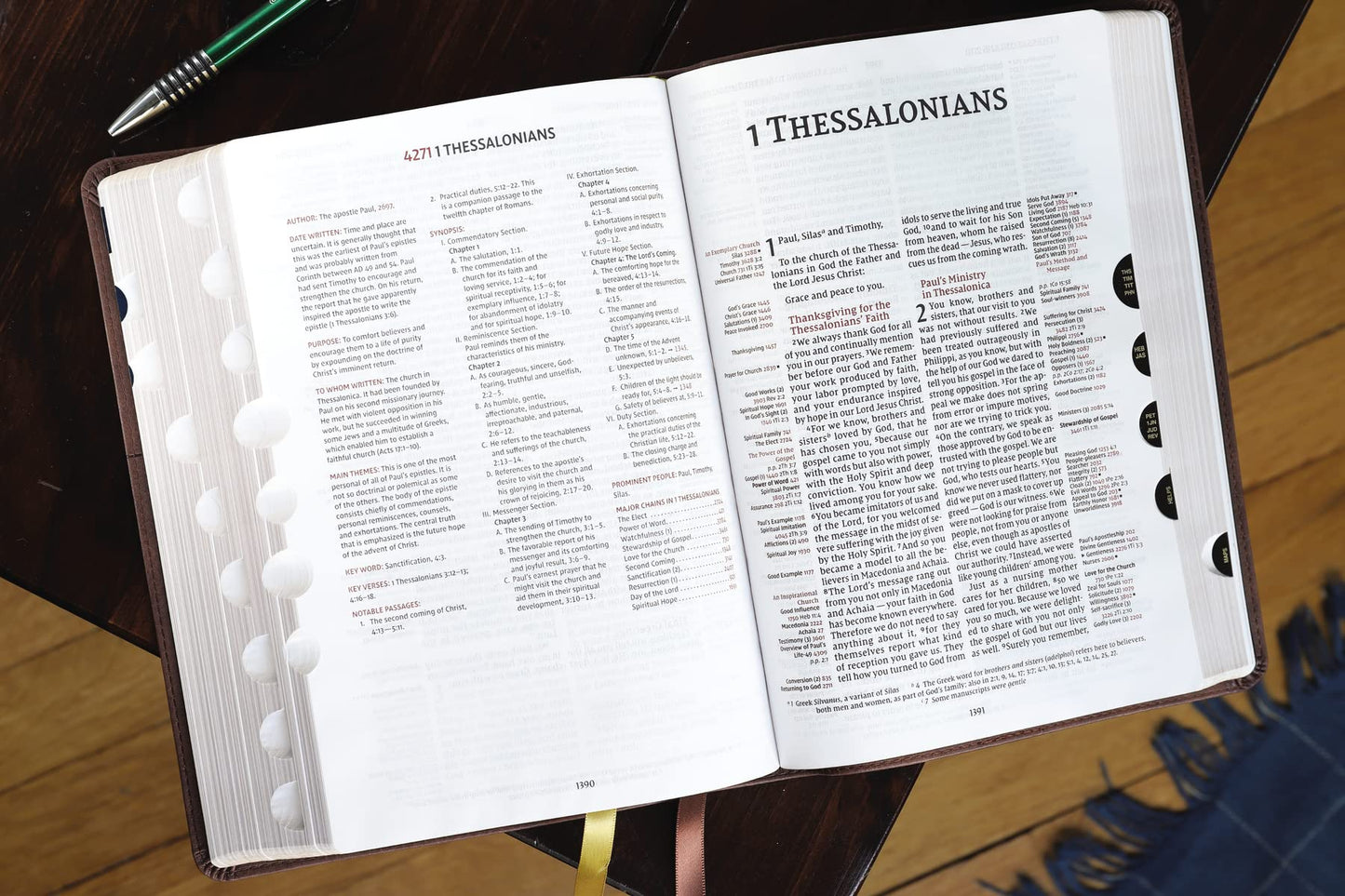 NIV, Thompson Chain-Reference Bible, Leathersoft, Brown, Red Letter, Thumb Indexed, Comfort Print