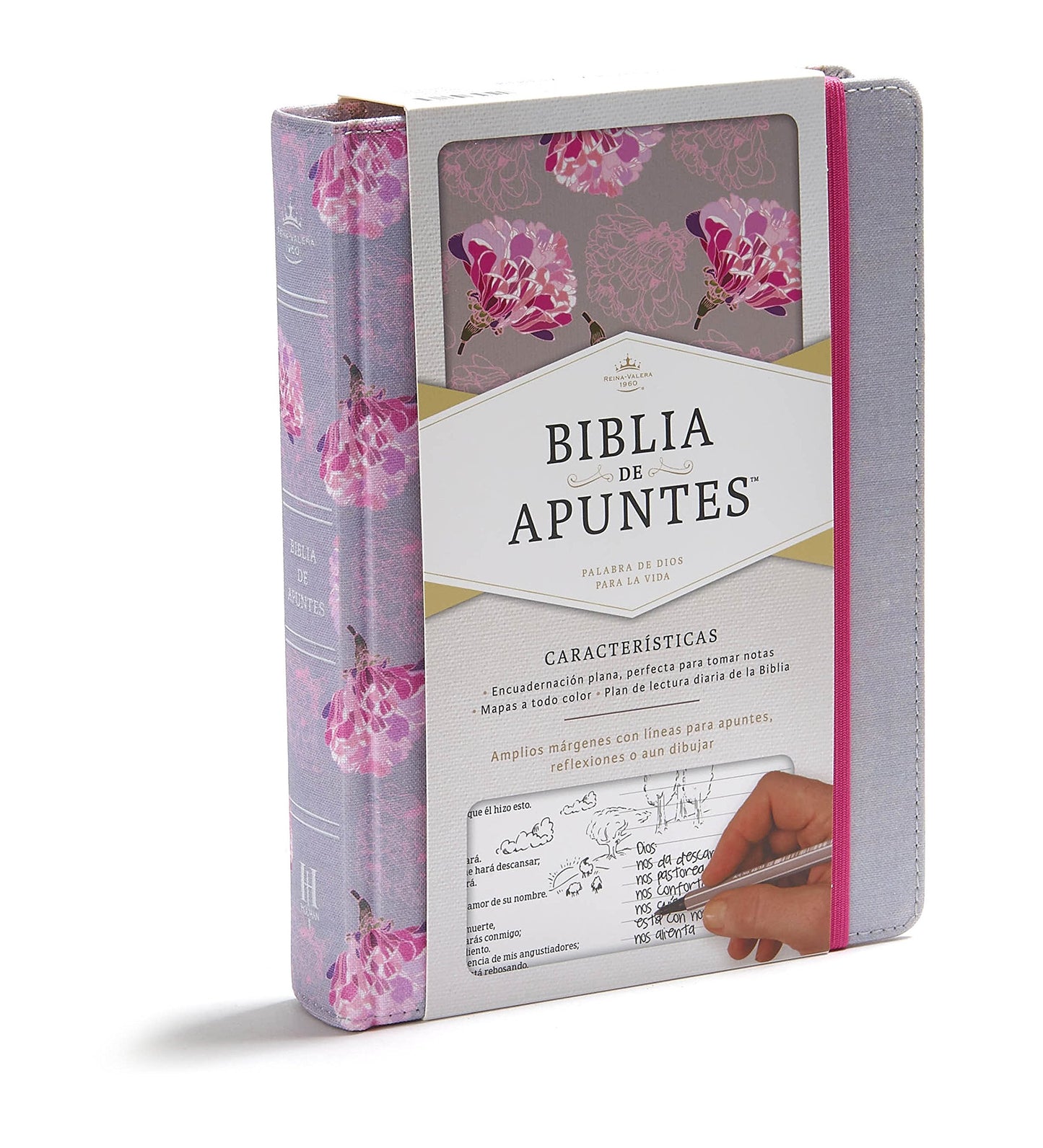 Rvr 1960 Biblia de Apuntes, Gris y Floreado, Tela Impresa