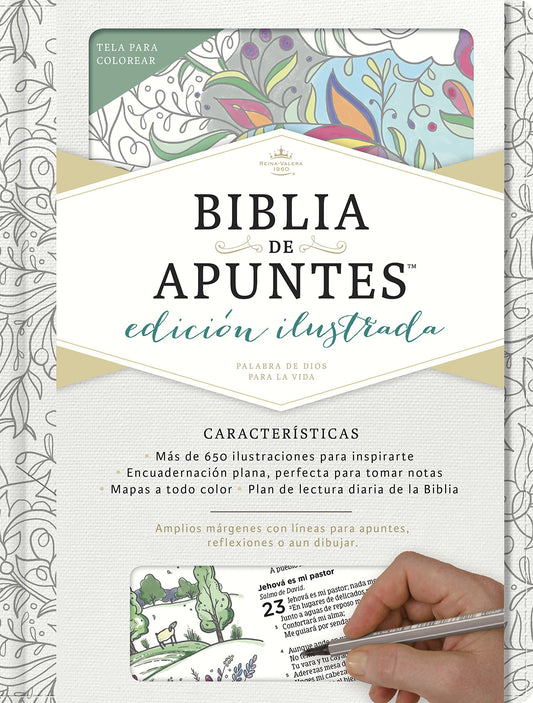 Biblia Reina Valera 1960 de Apuntes, Edición ilustrada. Tela, blanco para colorear / Illustrator’s NoteTaking Bible RVR 1960. Cloth over Board, White (Spanish Edition)