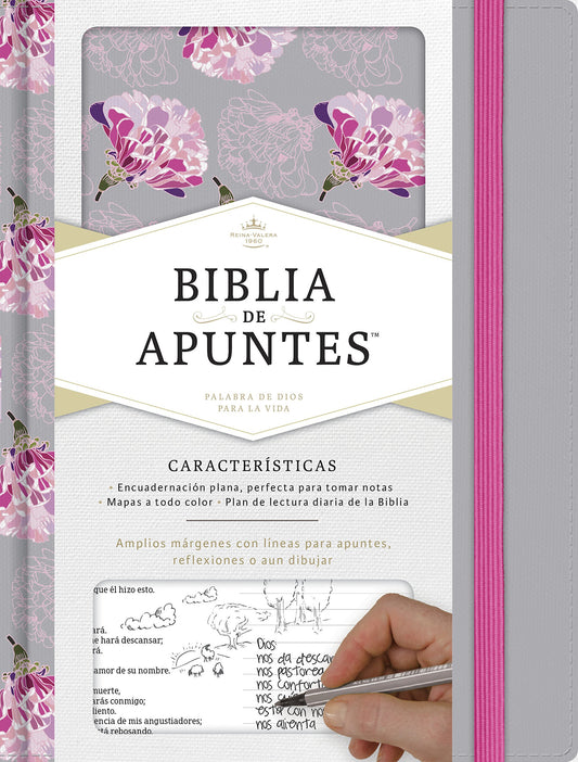 Rvr 1960 Biblia de Apuntes, Gris y Floreado, Tela Impresa