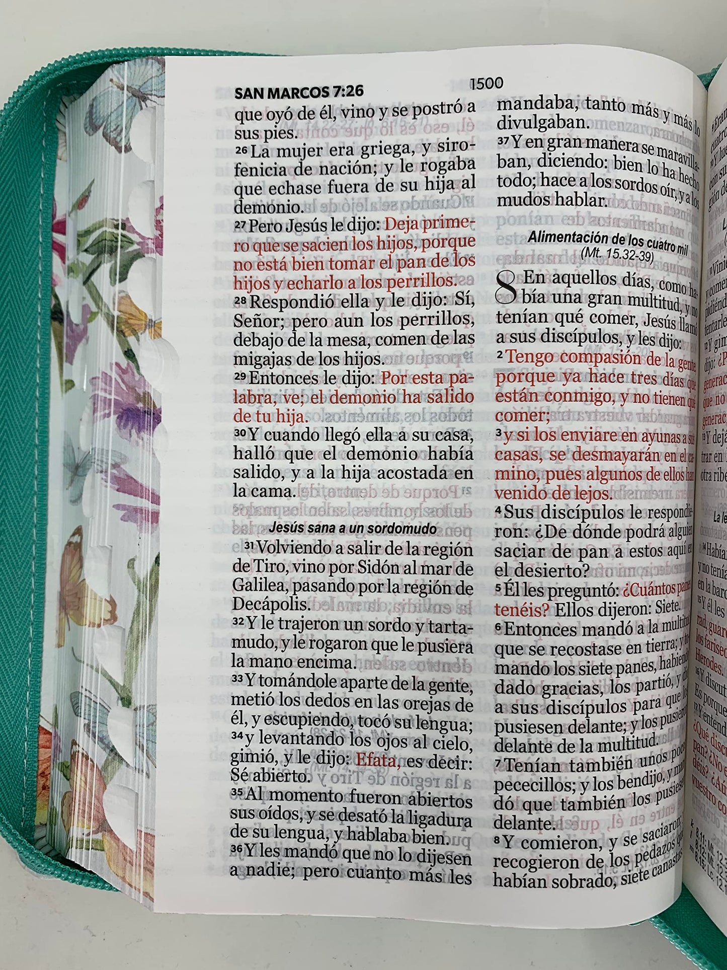 Biblia con Cierre Letra 11 puntos REINA VALERA 1960 mariposas TURQUESA con indice