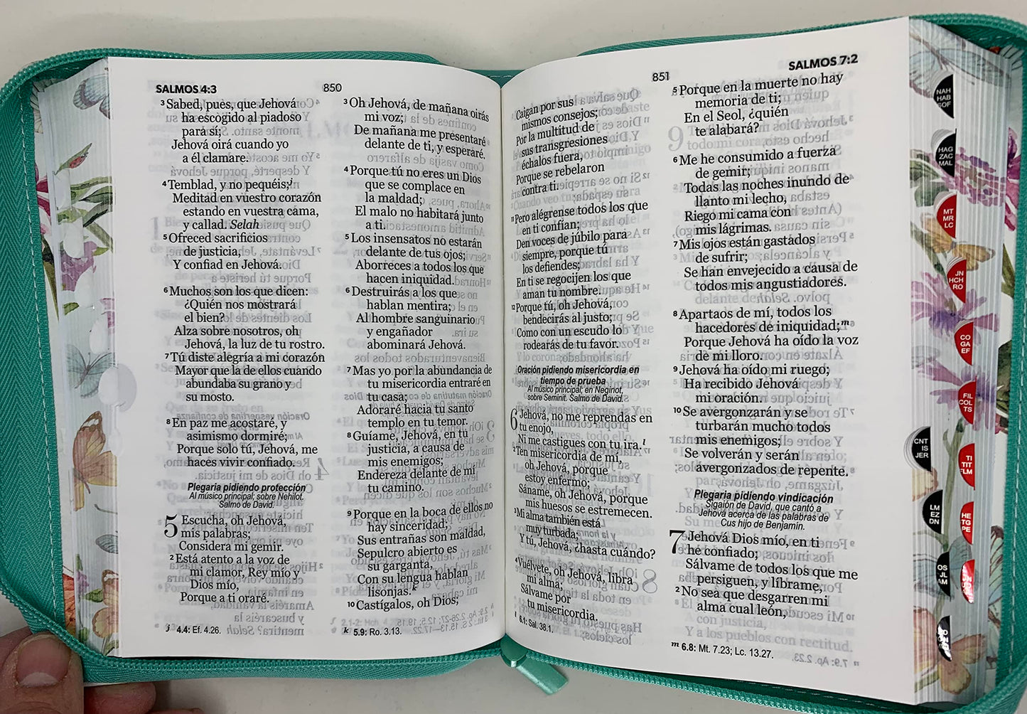 Biblia con Cierre Letra 11 puntos REINA VALERA 1960 mariposas TURQUESA con indice